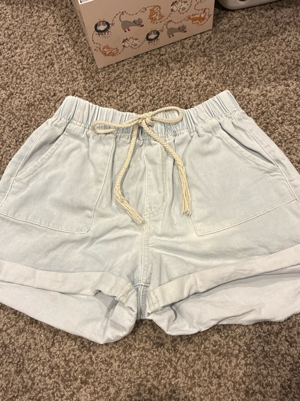 No Boundaries Light Blue High-Waist Drawstring Shorts